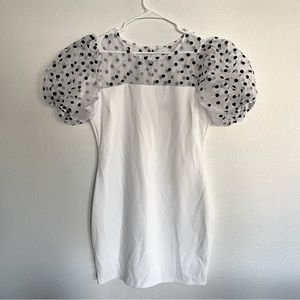 🌷3 for $10🌷 White Polka Dot Sheer Top Mini Dress